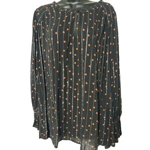 Lane Bryant Women's Blouse, Size 20,‎ Black, Orange Polka Dot Stripe, New